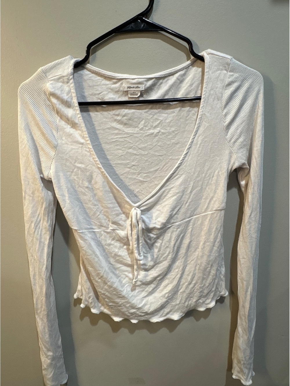 Crash One white tie front long sleeve top